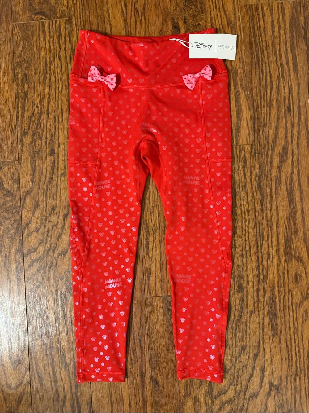 Disney x Crowned Athletics Minnie Mouse Girls Leggings Youth Large YL NWT